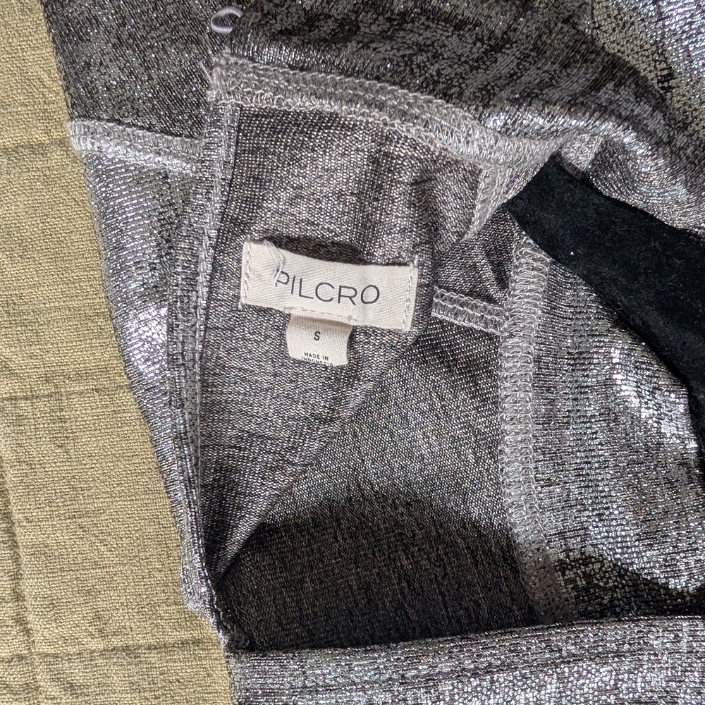 Anthropologie Pilcro Cap-Sleeve Mock-Neck Metallic Top - Picture 4 of 4